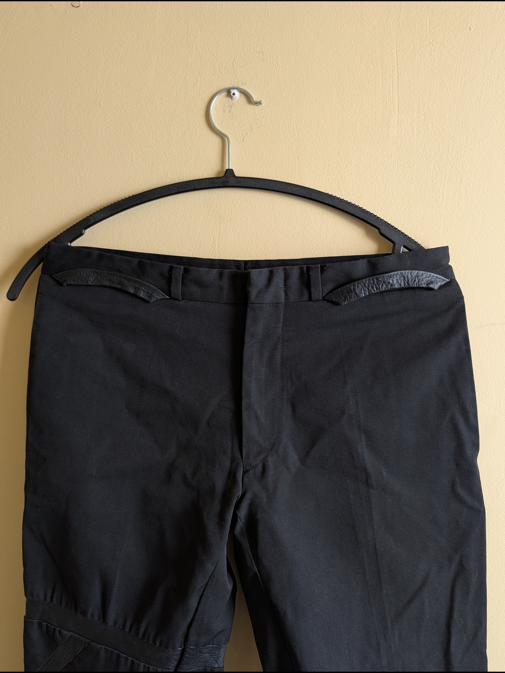 DIOR HOMME Hedi Slimane VTG Black Leather Bondage Insert Italy Pants 46 - Picture 2 of 16